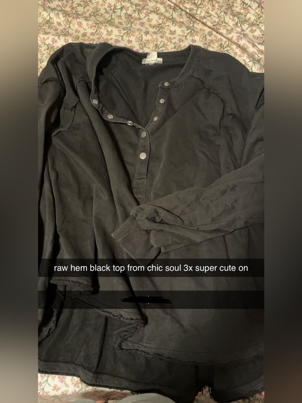 Chic Soul Black Long Sleeve Henley Top